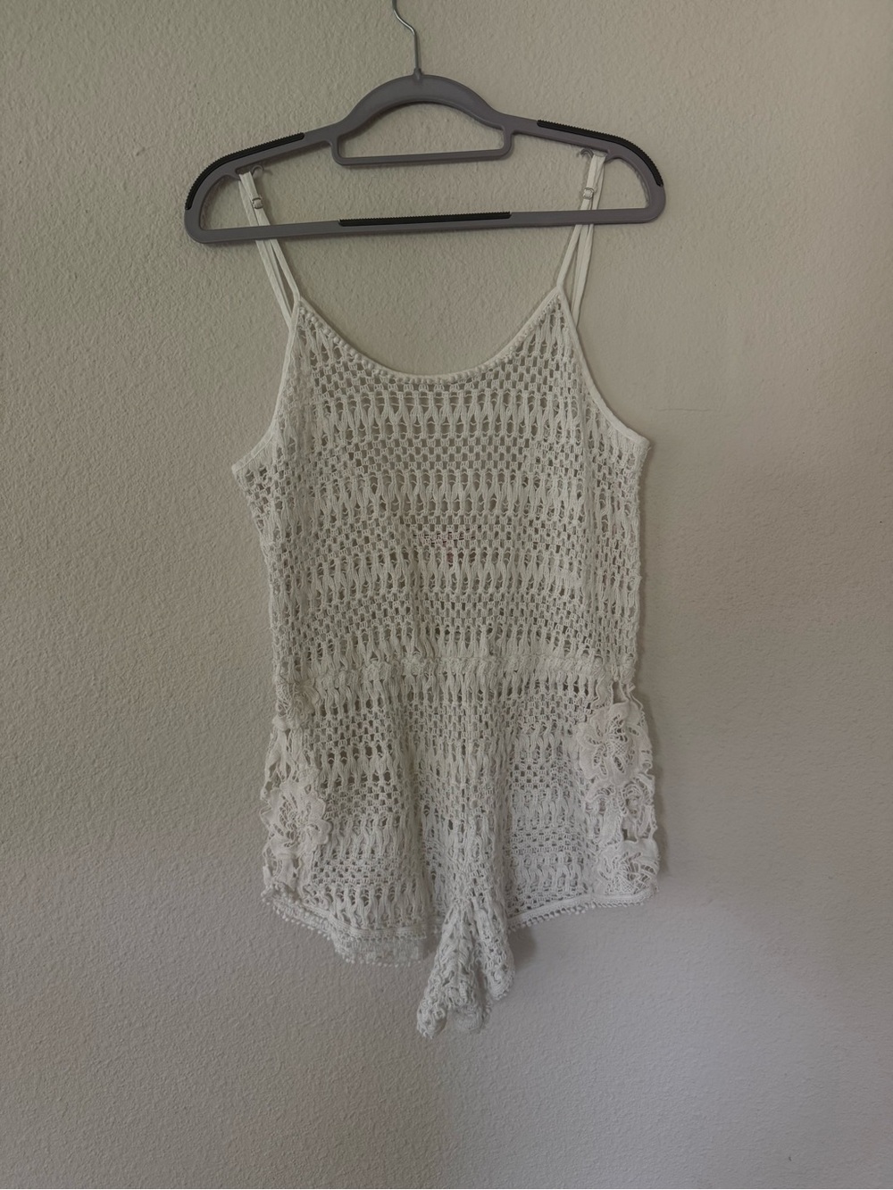 Victoria's Secret White Crochet Camisole Romper